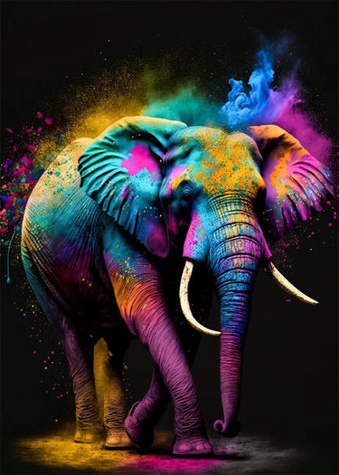Vibrant Abstract Elephant Canvas Wall Art - InspiredGrabs.com
